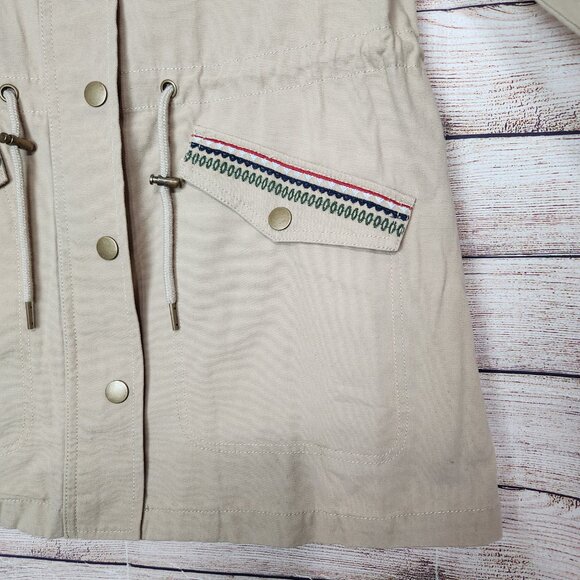 NWT Monroe & Main Women's Brown Button Embroidered Back Military Style Jacket M - Picture 6 of 16
